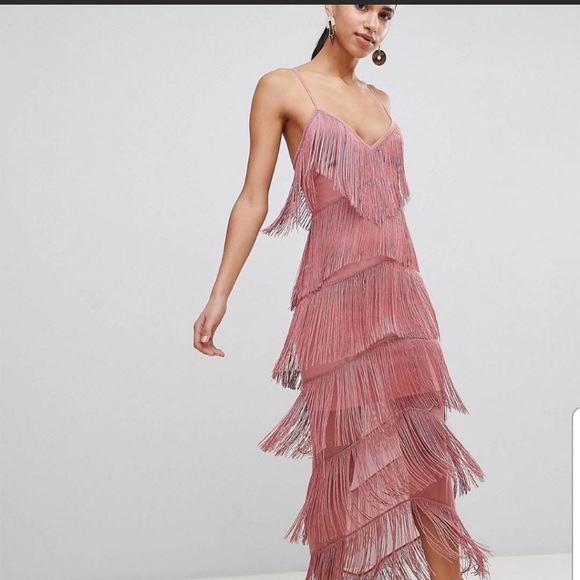 light pink fringe dress